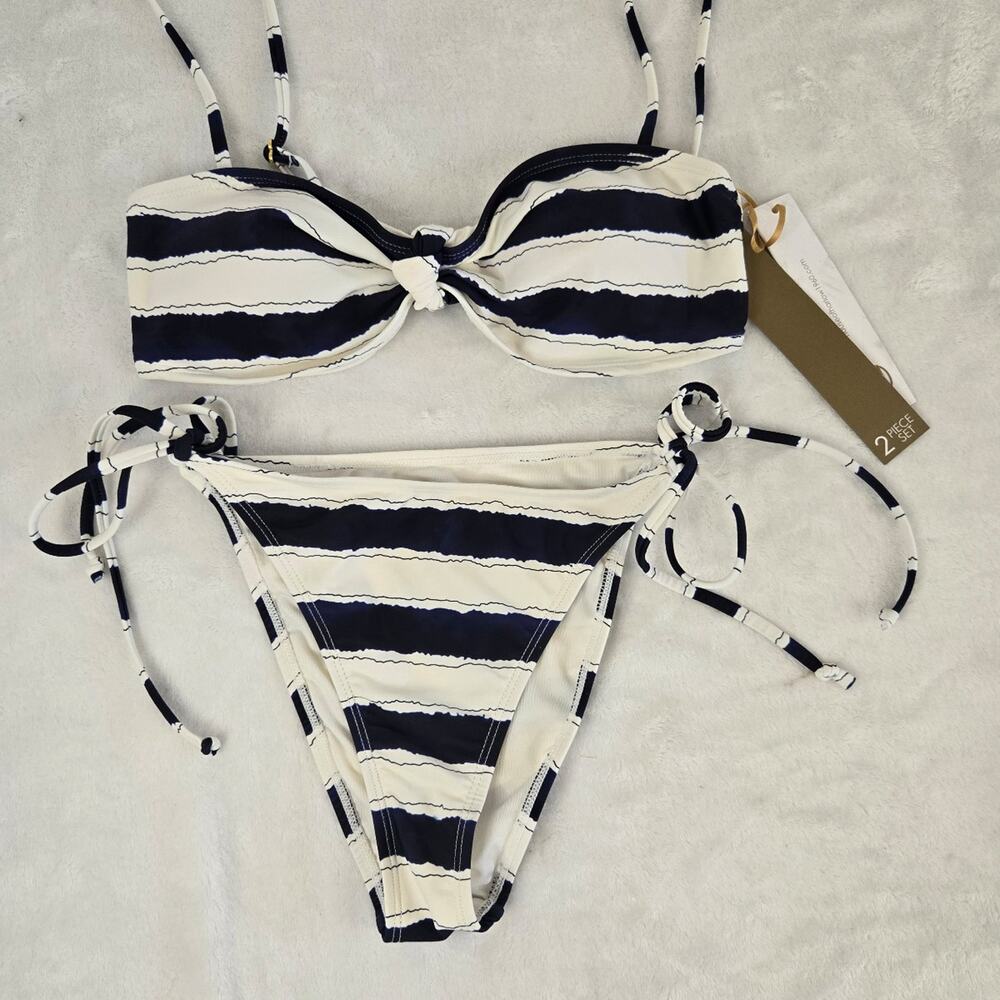 House of Harlow Striped Bow Bikini Set Women’s Size Small – NWT